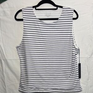Tahari Navy and White Striped Tank Top